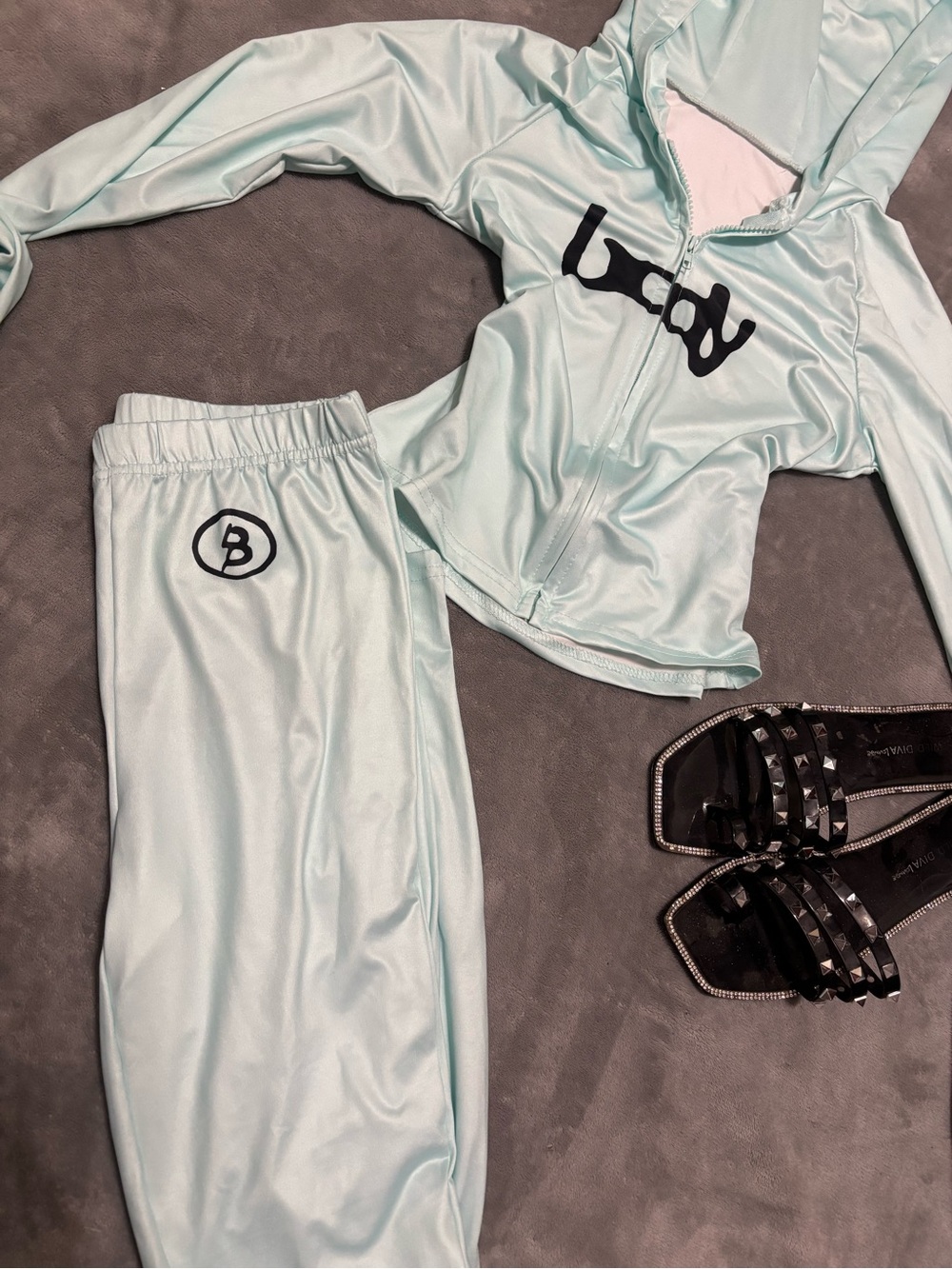 Kids Light Mint Hooded Tracksuit Set - Logo Detail